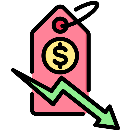 precio a la baja icono gratis