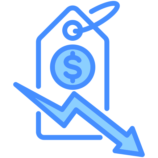 precio a la baja icono gratis