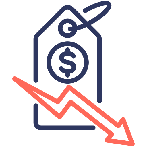 precio a la baja icono gratis