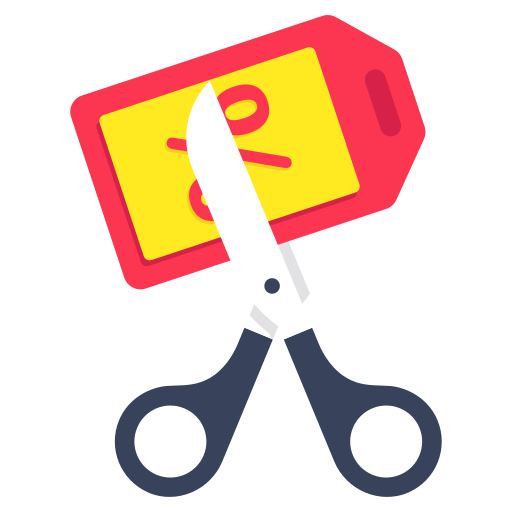 precio reducido icono gratis