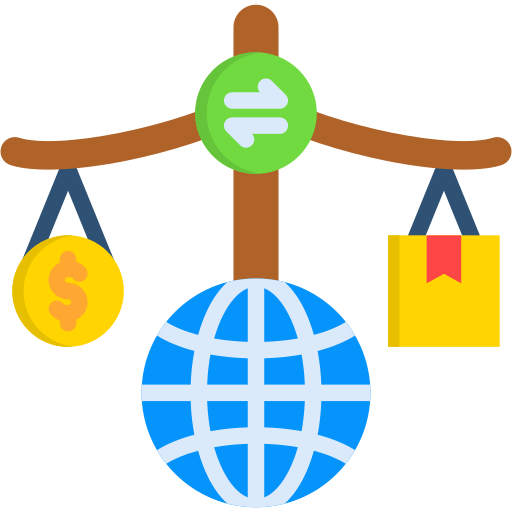 derecho del comercio y las finanzas internacionales icono gratis