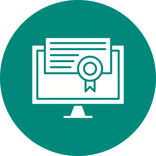 certificado en línea icono gratis