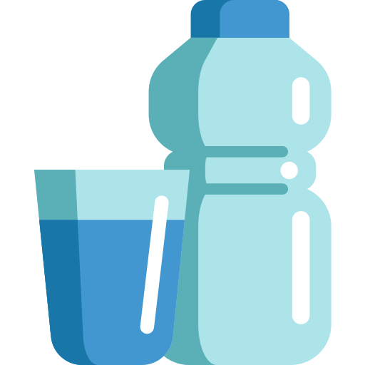 Bottle and glass of water flat icon, Stock vector