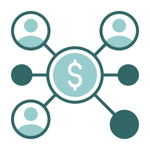 financiación colectiva icono gratis