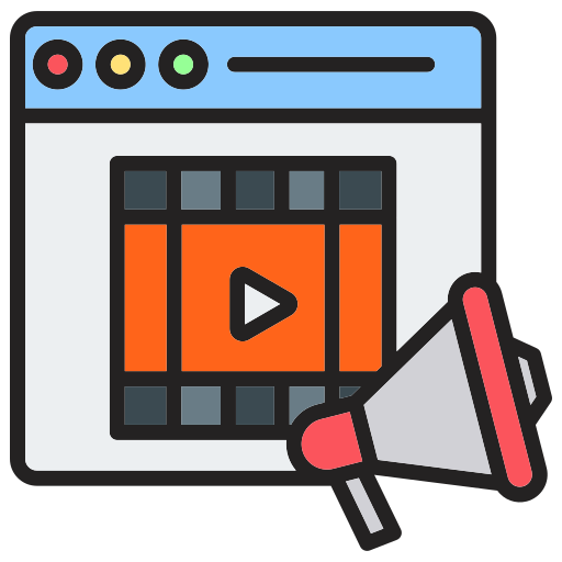 marketing de vídeo icono gratis