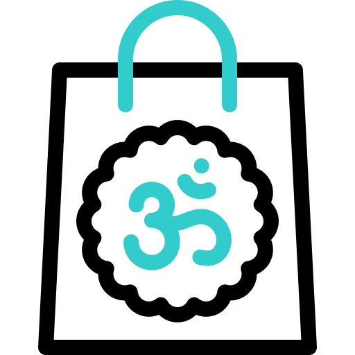 Shopping bag with ohm symbol free icon