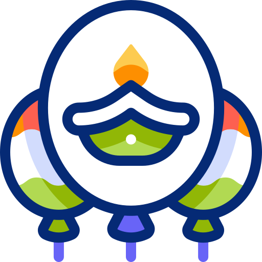 Balloons with candle free icon