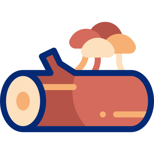 Log with mushrooms free icon