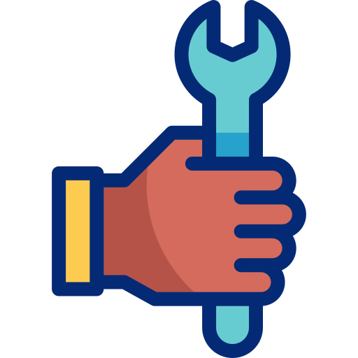 Hand holding wrench free icon