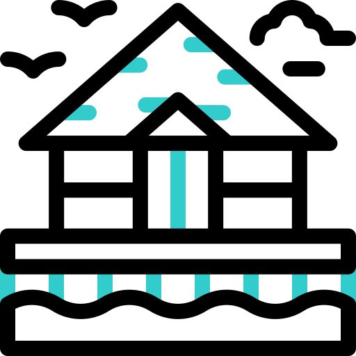 bungalow sobre el agua icono gratis