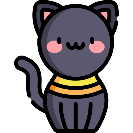 Icon Kawaii, Free Vector Cat Icon, A Lineal Icon Depicting Cartoon