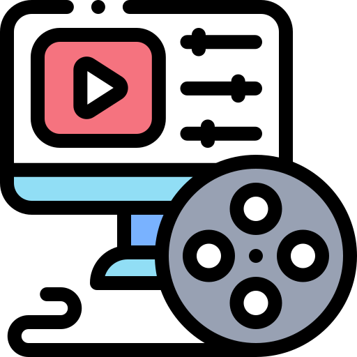 Edit video Detailed Rounded Lineal color icon