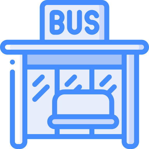 Bus stop Basic Miscellany Blue icon