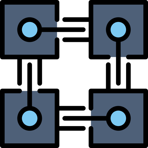 Icono De Cadena De Bloques Kosonicon Lineal Color