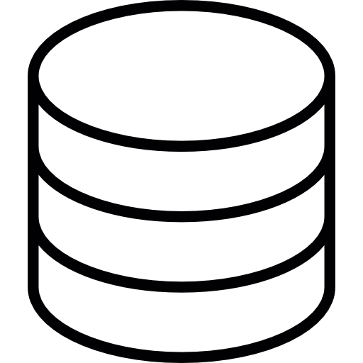 símbolo de base de datos en blanco icono gratis