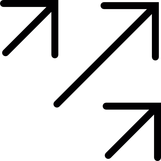 Три диагональных стрелки вправо, указывающие вверх бесплатно иконка