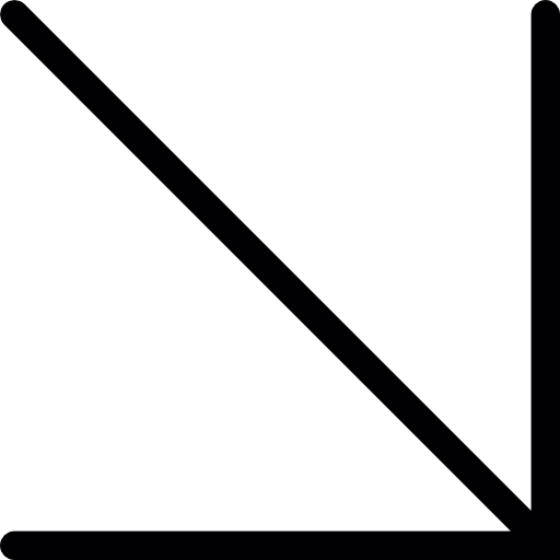 Диагональная стрелка вправо, указывающая вниз бесплатно иконка