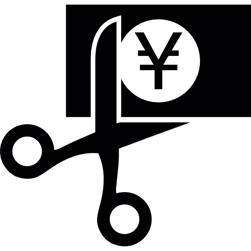 yen-rechnung wird mit einer schere geschnitten kostenlos Icon