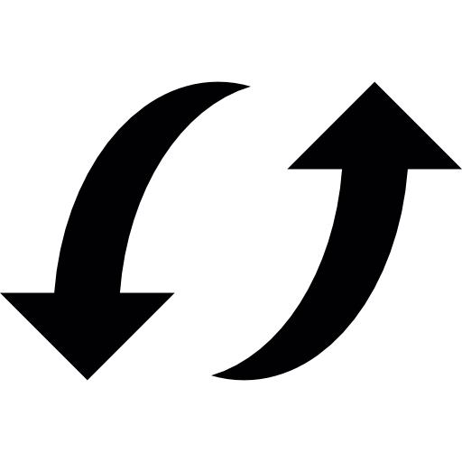 zwei gebogene pfeile nach oben und unten kostenlos Icon