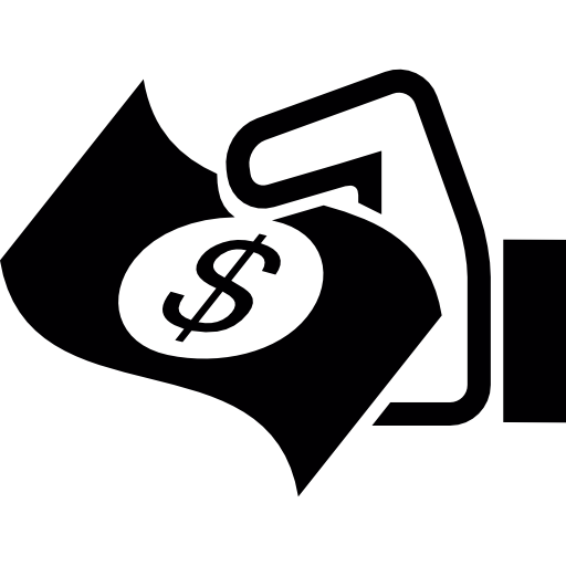 dollar auf einer hand kostenlos Icon
