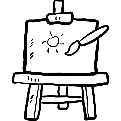 art easel clipart black and white free