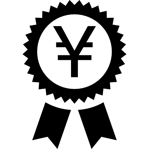 yen-symbol in einem kreisförmigen wimpel mit band kostenlos Icon