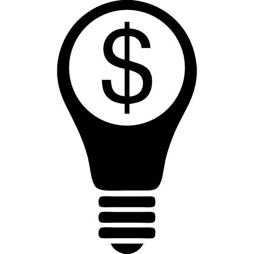 dollar auf glühbirne kostenlos Icon