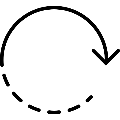 flecha giratoria con líneas punteadas icono gratis