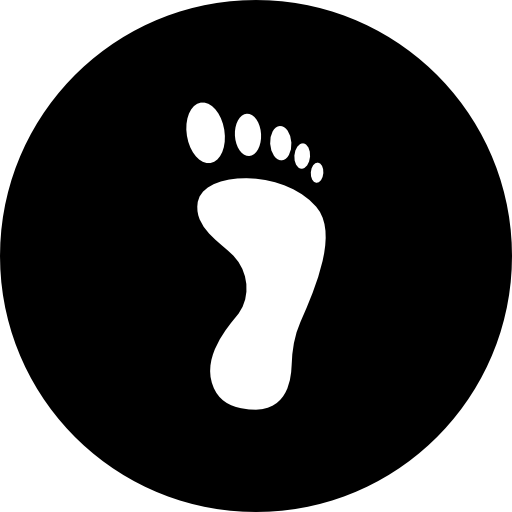 Free Icon | Footprint single on a black circular background