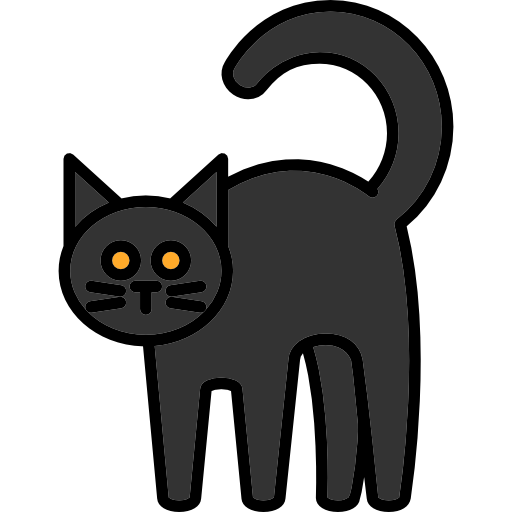 Black cat, cartoon, cat, cute, halloween, horror icon - Download on
