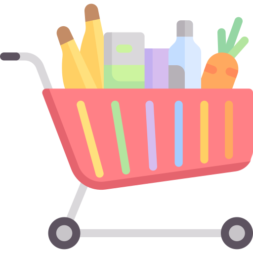 shopping cart with food clipart