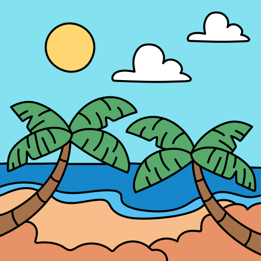 Island Hand Drawn Color icon
