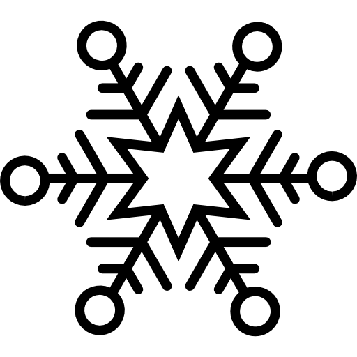 Flocos de neve com seis pontos estrela e círculo contornos