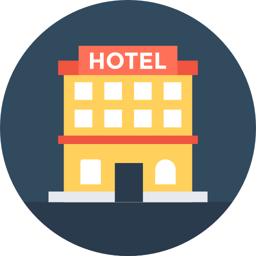 Hotel, Assine, Tabuleiro, Localização Flat Color Icon. Ícone