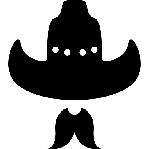 sombrero de vaquero con bigote icono gratis