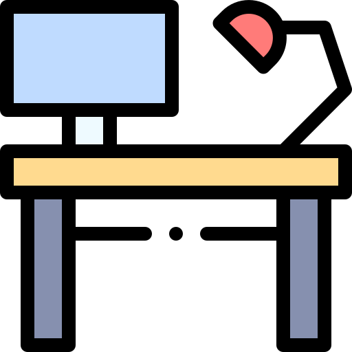 Desk Detailed Rounded Lineal Color Icon