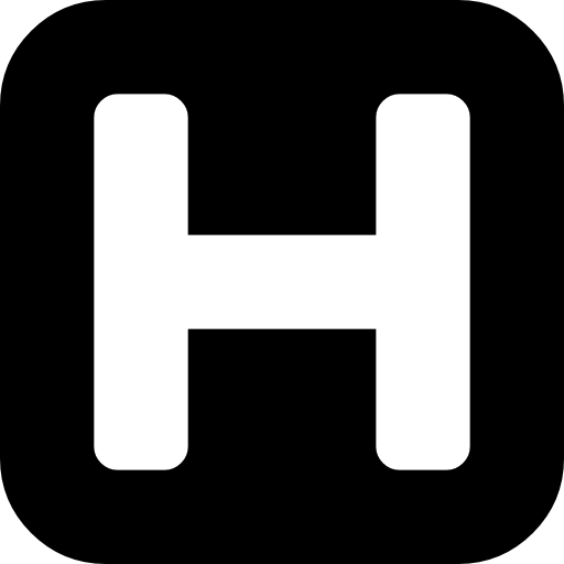 hôtel lettre h signe à l'intérieur d'un carré arrondi noir Icône gratuit