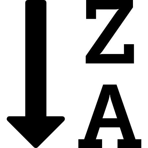 ordenar por orden alfabético inverso icono gratis
