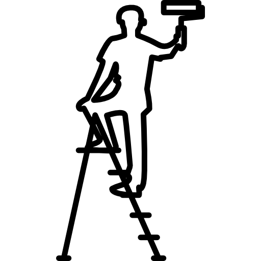 peintre masculin avec rouleau et échelle Icône gratuit