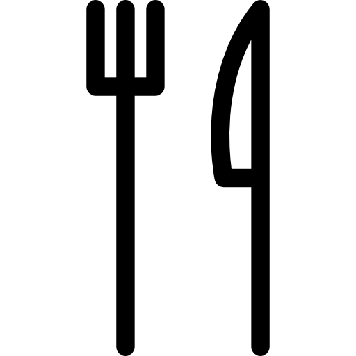contour fin fourchette et couteau Icône gratuit