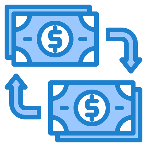 Money exchange srip Blue icon
