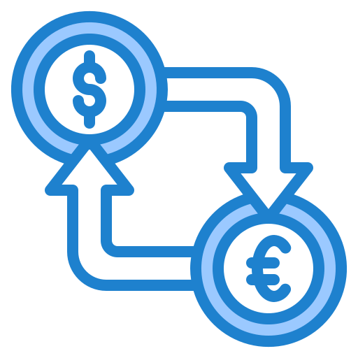 Money exchange srip Blue icon