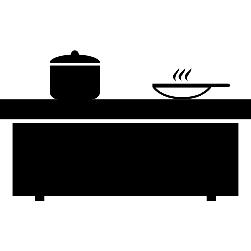 table de cuisine avec marmites Icône gratuit