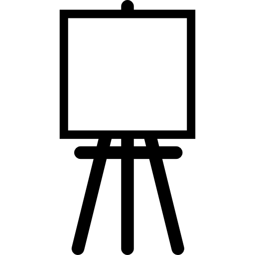 chevalet de peintre avec toile carrée Icône gratuit