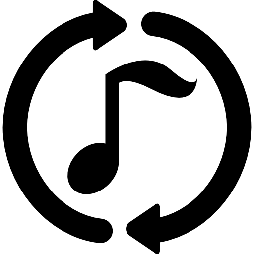nota musical con flechas circulares de bucle alrededor icono gratis