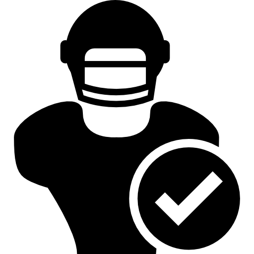 jugador de rugby de cerca con una marca de verificación icono gratis