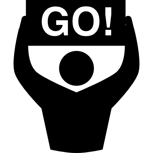 fan de rugby avec un signal encourageant avec word go! Icône gratuit