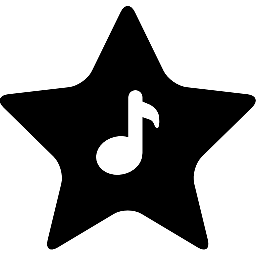 Star shape with musical note - Free music icons