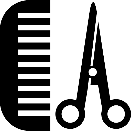 peigne et ciseaux pour cheveux Icône gratuit
