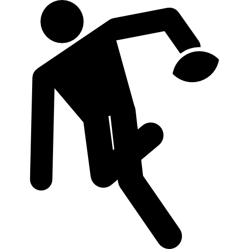 joueur de rugby silhouette noire avec le ballon en main Icône gratuit